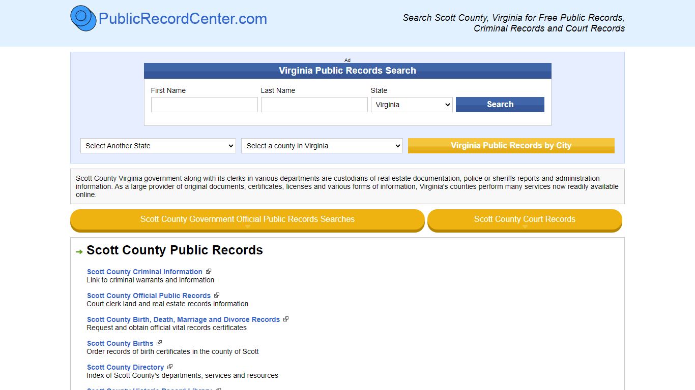 Scott County Virginia Free Public Records - Court Records ...
